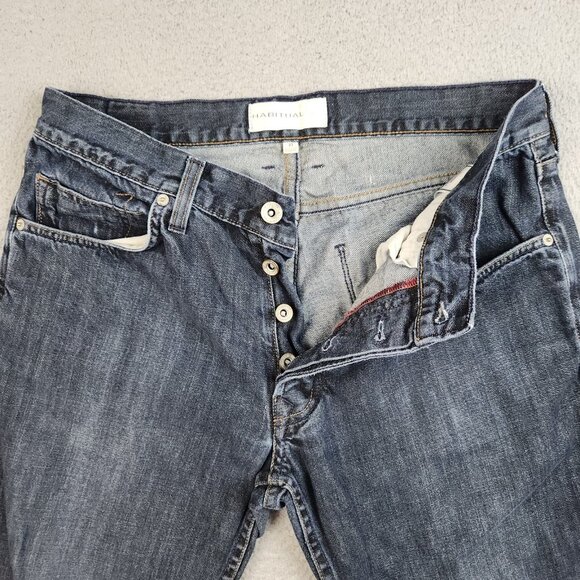 Habitual Jeans Men's 33 Button Fly Dark Wash Blue Denim Pants Iron Cross Pocket - Picture 7 of 11